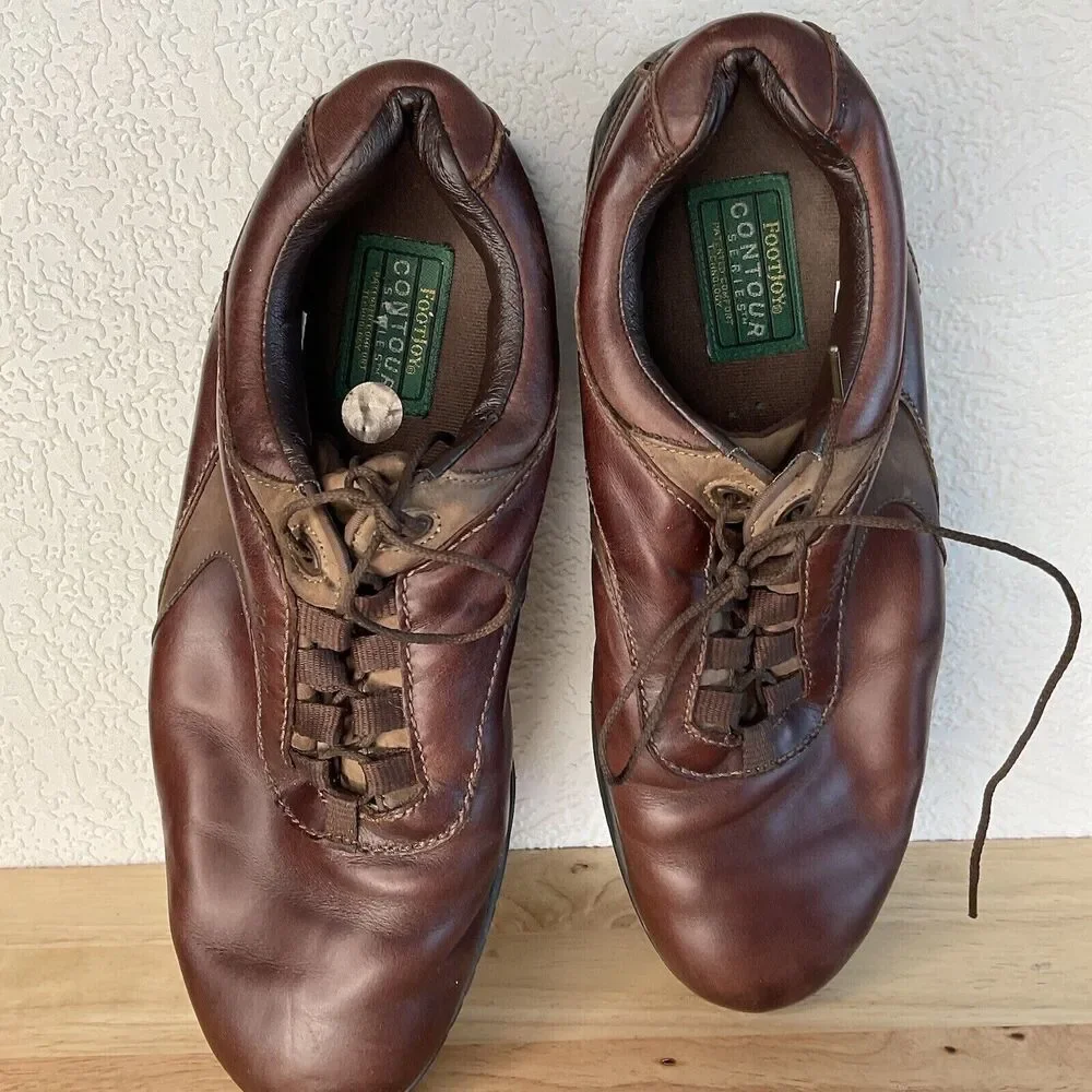 FootJoy FJ Contour Series 54296 Mens Size/10.5W Brown‎ Leather Golf Shoes China